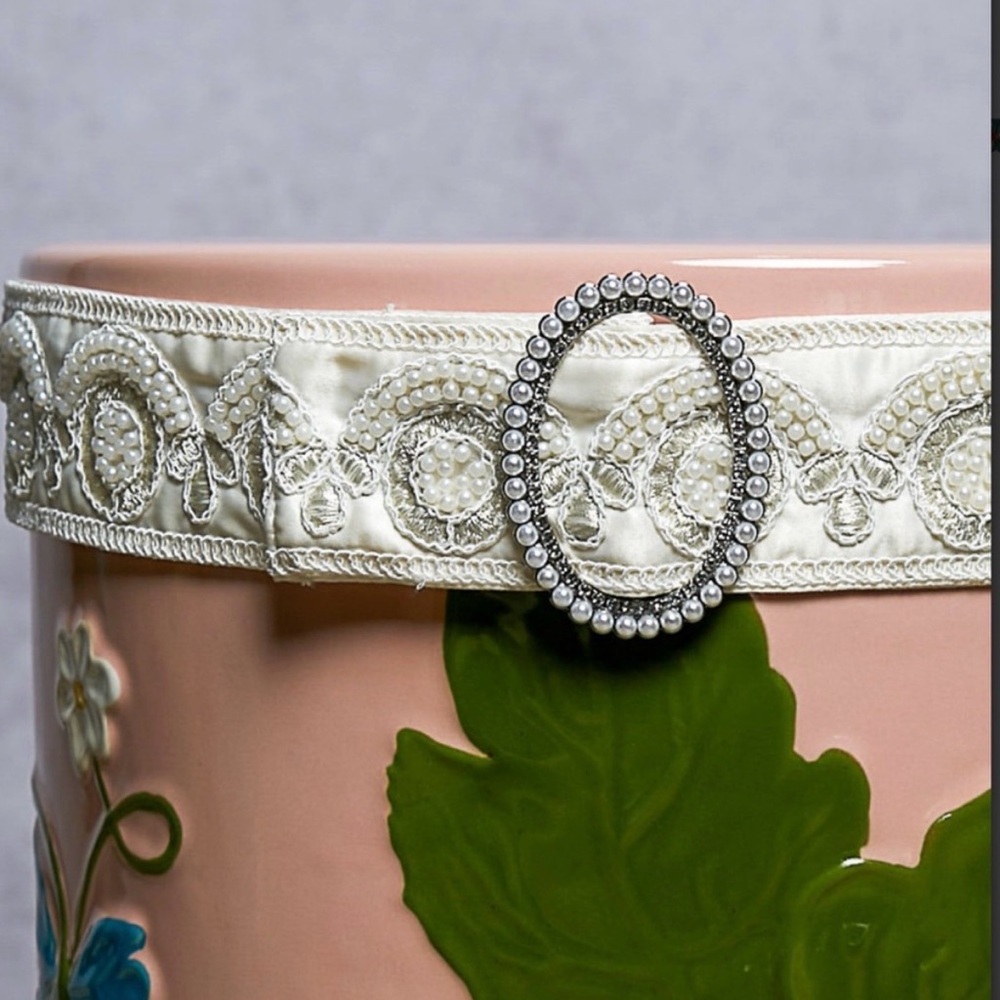 POL Embroidered Ivory Belt